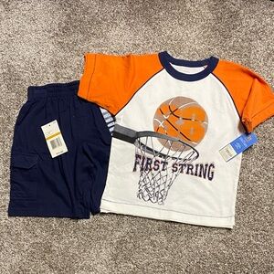Kids First String Basketball Shirt - Orange and White 3T and shorts